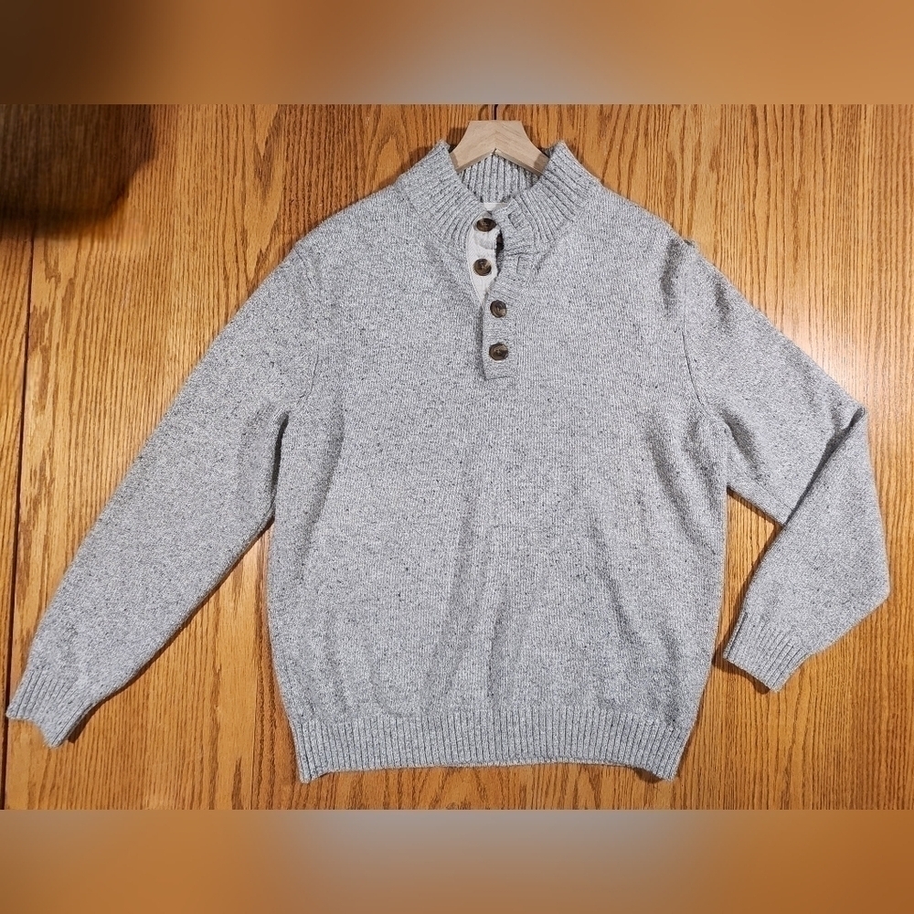 IZOD Men's Speckled MOCK NECK Sweater Size XL Long Sleeve GRAY - Picture 10 of 13
